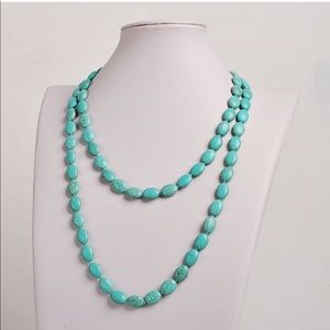 Jane Stone Oval Turquoise Necklace Double Strand Layer Cluster